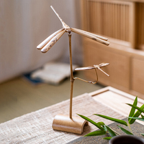 掬涵平衡竹蜻蜓茶道中式摆件怀旧工艺品茶室复古古风装饰品礼物