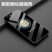 适用于苹果8plus国际米兰手机壳iPhoneX足球钢化玻璃壳7P保护套6S男款潮
