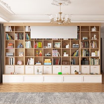 可比熊定制实木整墙书柜一体整墙到顶网红去客厅家用满墙儿童书架