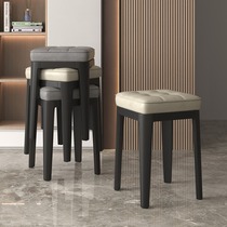 软包凳子家用客厅餐桌餐椅现代简约可叠放餐厅塑料方椅子吃饭高凳