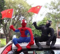 创意汽车车顶车尾蜘蛛侠摆件玩偶超人小新搞笑可爱汽车外部装饰品