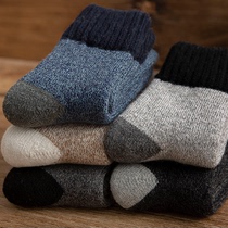 羊毛袜子男中筒冬季加厚纯棉冬天加绒保暖超厚毛巾袜黑色长筒男袜