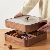 高端新中式实木果盒果盘家用客厅茶几坚果盘分格干果收纳盒糖果盒
