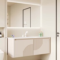 浴室柜陶瓷一体盆组合橡胶木实木卫生间洗漱台洗脸洗手台智能镜柜