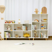 儿童房自由组合简易书架孩子玩具收纳柜白色格子矮柜环保生态板