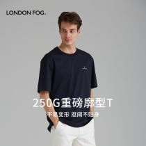 LondonFog伦敦雾夏季250G重磅长绒棉液氨短袖T恤男圆领纯色打底衫