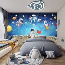 儿童房卡通壁布男孩卧室墙布宇宙星球壁画太空人墙纸星空主题壁纸