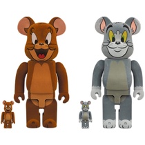 正品Bearbrick猫和老鼠积木熊400% Tom Jerry汤姆杰瑞 植绒款摆件