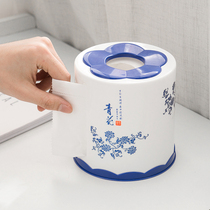 家用纸巾盒创意卫生间圆桶餐巾抽纸收纳盒客厅茶几圆形桌面卷纸筒