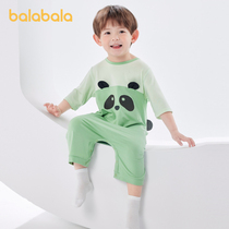 巴拉巴拉儿童连体睡衣夏装新款宝宝家居服男女童小童宝宝熊猫造型