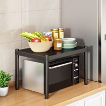 单层黑色厨房台面置物架一层收纳架烤箱家用调料放锅微波炉架子1