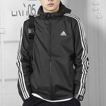 Adidas阿迪达斯外套男2023秋季新款梭织运动服连帽休闲夹克IB0381