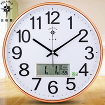 北极星客厅静音挂钟现代时钟简约挂表圆形日历钟表卧室创意石英钟