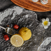 日式水晶盘轻奢手工玻璃盘子家用甜品盘创意沙拉盘水果盘下午茶盘