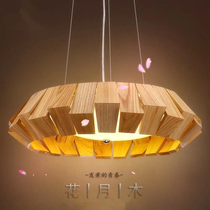 茶室灯具复古简约日式吊灯木屋餐厅卧室圆形实木艺创意吊顶客厅灯