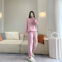 冬天瘦高个子女生睡衣175cm加绒加厚保暖家居服套装粉色加长版5XL