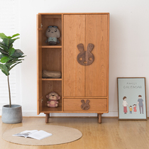 可爱兔 全实木北欧创意儿童衣柜樱桃木三门小衣橱环保儿童房家具