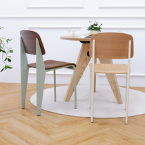 北欧设计师餐椅复古实木椅子中古餐桌椅靠背椅家用餐厅家居凳子