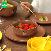 LINE FRIENDS卡通餐具陶瓷饭碗家用碗碟套装个性创意面汤碗盘组合