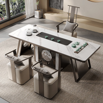 轻奢大板岩板茶桌家用客厅阳台泡茶台烧水壶一体办公室现代高级感