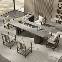 岩板茶桌办公室功夫茶台轻奢现代简约高级感新中式阳台茶桌椅组合