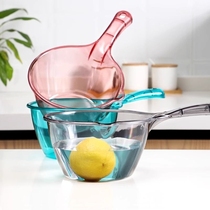 厨房加厚水瓢塑料水舀子家用长柄水壳汤勺加深平底舀漂流水勺大号