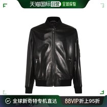 香港直邮潮奢 Versace 范思哲 男士 黑色皮革夹克 10138671A09813