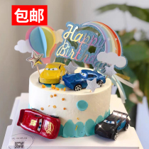汽车总动员蛋糕装饰摆件网红插件儿童卡通回力小车子男孩生日玩具