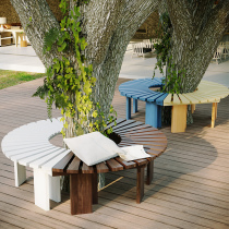 防腐木围树凳花架花园座椅户外休息凳室外实木长椅子庭院长条凳子