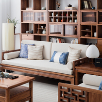 溪木工坊新中式沙发实木老榆木禅意布艺木质沙发茶几中式客厅家具