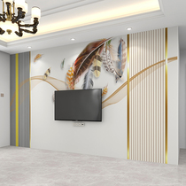 2024新款电视背景墙壁纸现代简约大气客厅壁画3D立体羽毛影视墙布