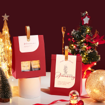 2024圣诞节礼品包装盒开窗手提款礼品盒糖果盒饼干小甜品红色空盒
