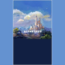 创美主题背景布室内儿童童话城堡写真背景布迪士尼公主摄影背景布