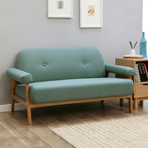 北欧风简约现代双人布艺沙发椅日式小户型客厅卧室单三人实木沙发