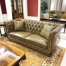 欧式印象复兴皮艺沙发英式宫廷别墅客厅组合家具美式实木古典沙发