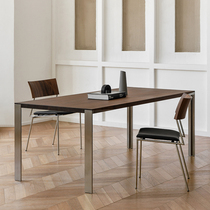 JOLOR北欧实木餐桌长方形现代简约黑胡桃木意式桌子家用书桌正品