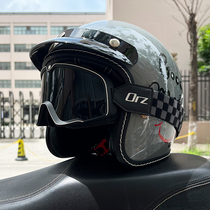 3C认证ORZ复古哈雷摩托车头盔男女3/4半盔电动踏板机车四季小牛