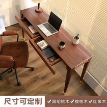 黑胡桃木双人超窄一字长条桌阳台极窄书桌子40cm纯实木吧台梳妆台