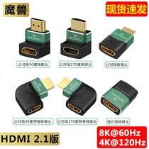 魔兽2.1版8K高清HDMI公对母270度90度弯头转接头8K@60Hz 4K@120Hz