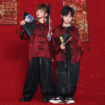 儿童演出服中国风套装男童唐装运动会啦啦队套装国潮街舞表演服