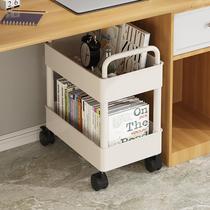 书桌旁小书架窄缝夹缝小型简易收纳可移动多层落地带轮置物架书柜