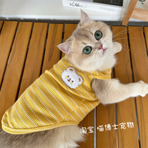 宠物夏季薄款背心可爱英短猫咪小猫衣服防掉毛小熊条纹狗狗T恤
