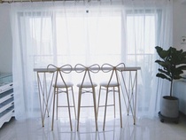 简约实木长条吧台桌椅客厅创意高脚桌蝴蝶高脚椅家用厨房隔断靠墙