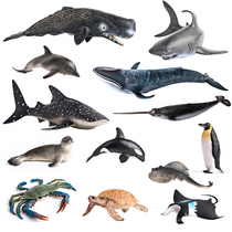 仿真海洋生物玩具模型企鹅蓝虎鲸大白鲨海龟豚鳐鲸鱼儿童动物男孩