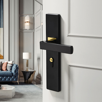 卧室室内门锁家用通用型黑色房门锁三件套房间门把手旧木门换锁具