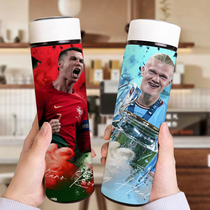 足球巨星带茶滤保温杯梅西C罗球迷杯子智能温度显示茶杯运动杯子