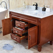 推荐恒妙新中式实木落地浴室柜组合橡木镜柜美式洗脸盆洗手池卫生