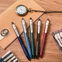 三年二班复古色按动式中性笔学生用彩色ins大容量手帐笔0.5mm水笔