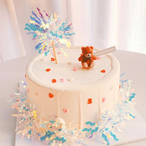 网红ins风卡通小熊蜡烛摆件唯美雨丝插件儿童生日主题蛋糕装饰