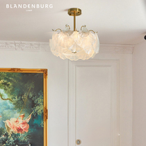 银杏叶玻璃灯法式奶油风房间灯美式轻奢创意家用氛围感卧室吸顶灯